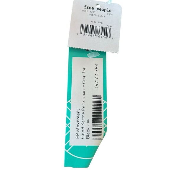 Free People Movement Women’s M/L Good Karma Racerback‎ Crop Top Black Yoga New - Picture 5 of 10